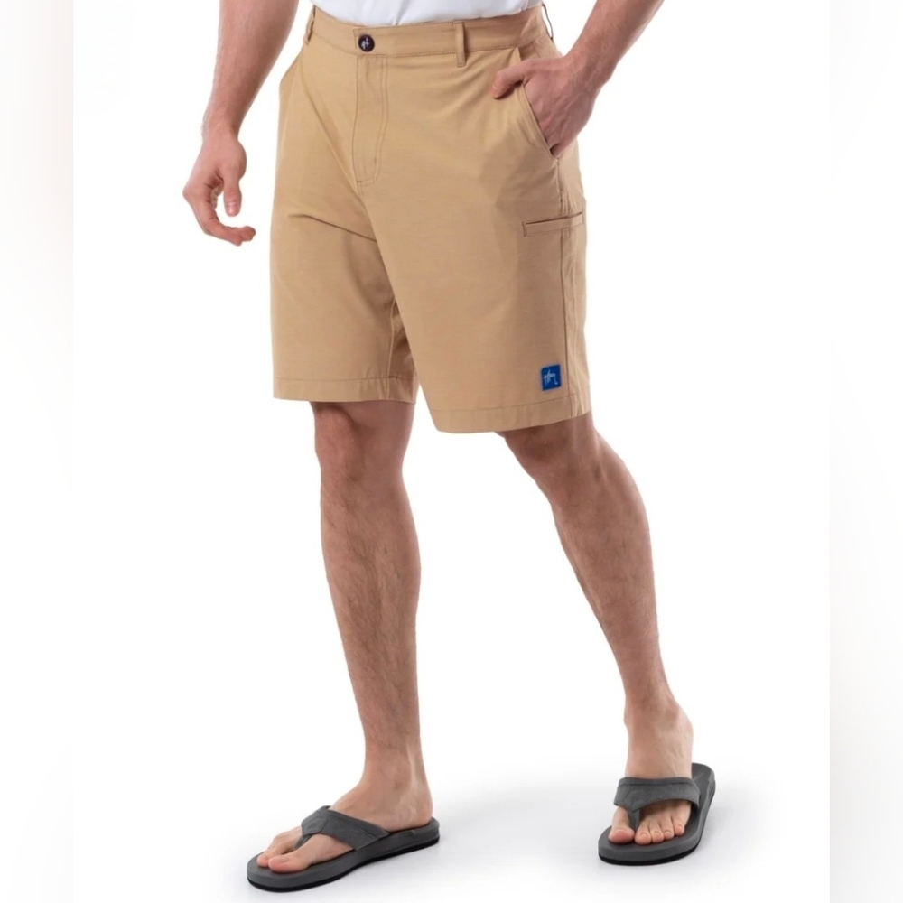 Guy Harvey Men's Khaki Performance Hybrid Short 4-Way Stretch Sporty sz 40